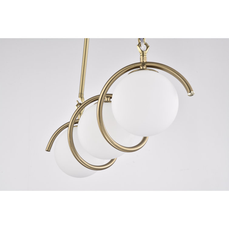 Brass 34'' 5-Light Chandelier with Globe Shades