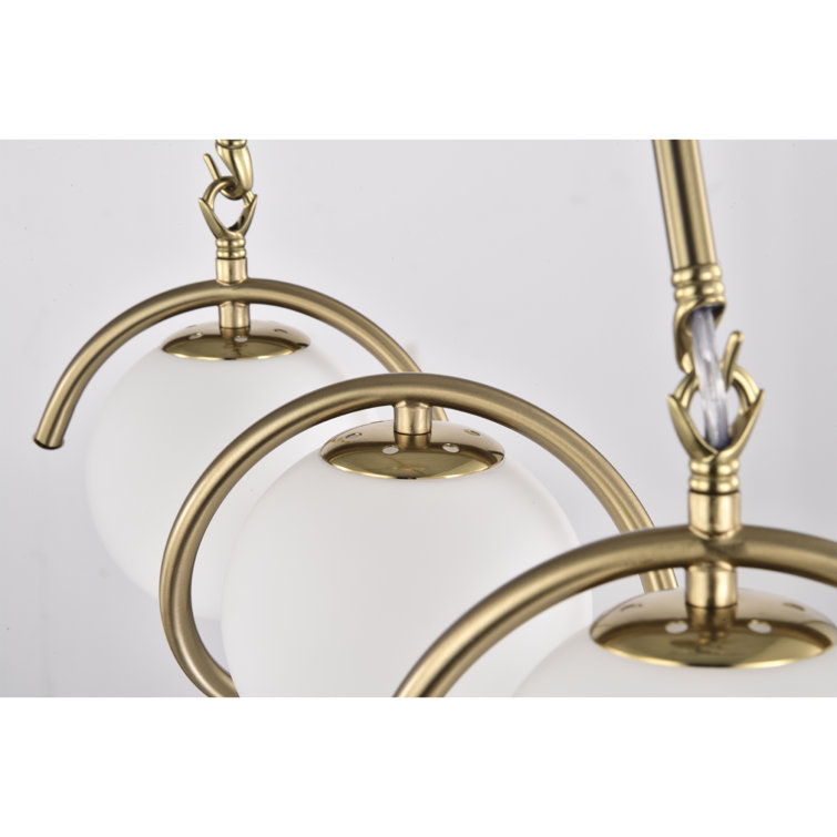 Brass 34'' 5-Light Chandelier with Globe Shades