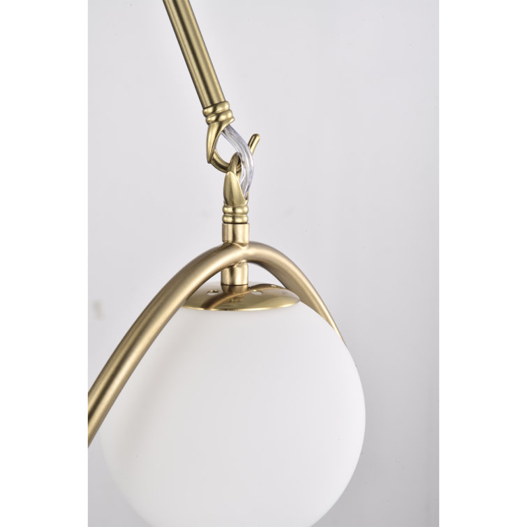 Brass 34'' 5-Light Chandelier with Globe Shades