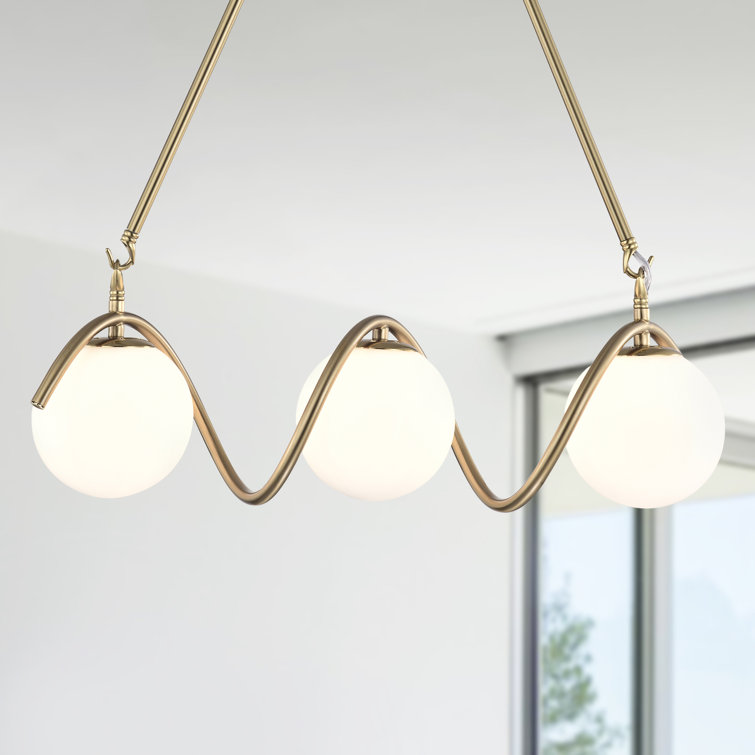 Brass 34'' 5-Light Chandelier with Globe Shades