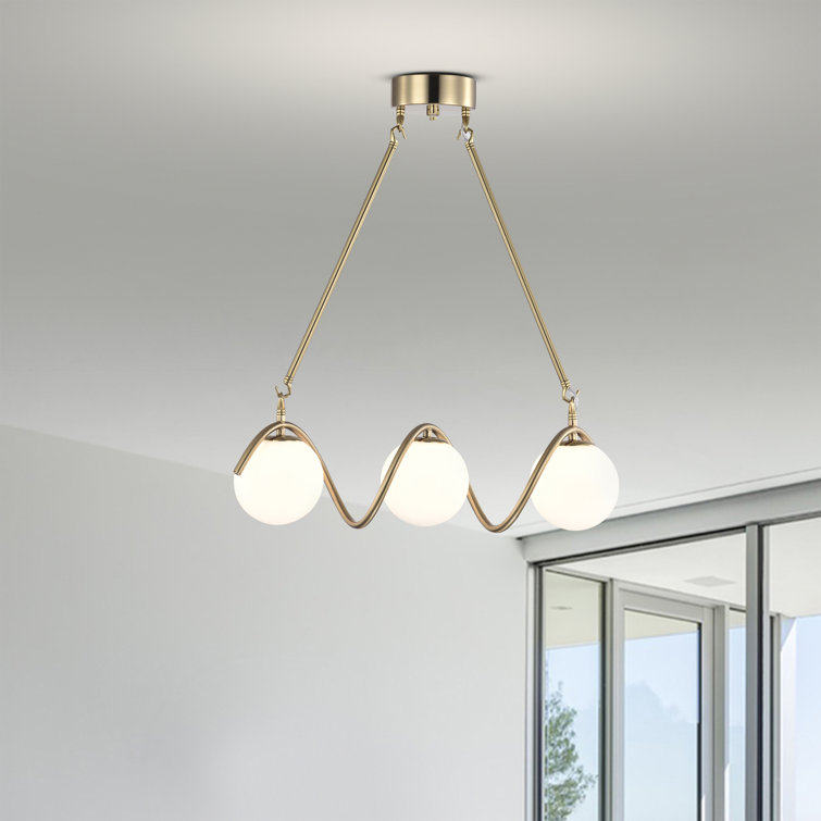 Brass 34'' 5-Light Chandelier with Globe Shades