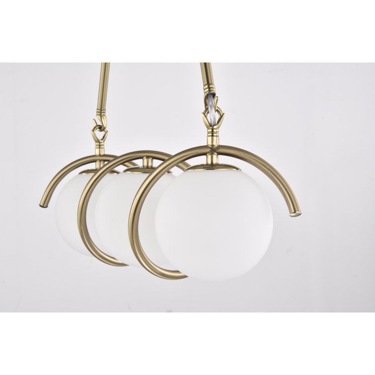 Brass 34'' 5-Light Chandelier with Globe Shades