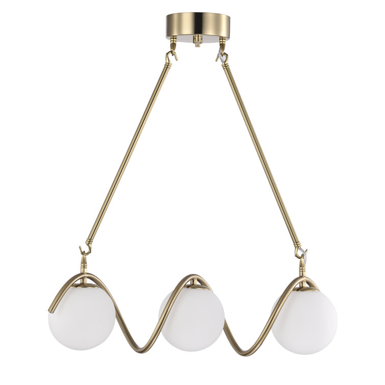 Brass 34'' 5-Light Chandelier with Globe Shades