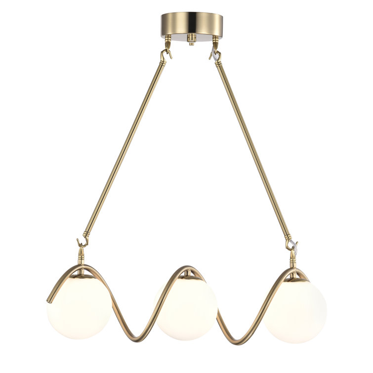 Brass 34'' 5-Light Chandelier with Globe Shades