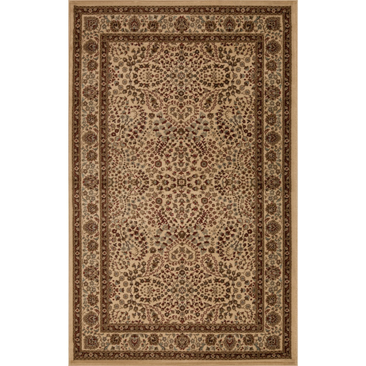 Elegant Taupe Floral Oriental Power-Loomed 4'x6' Area Rug