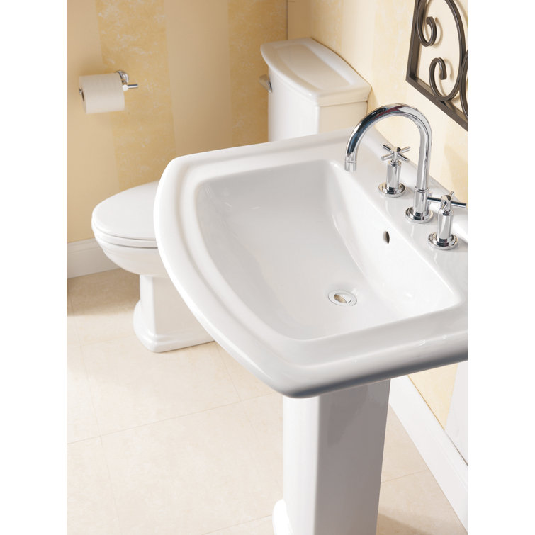 Washington White Ceramic Rectangular Pedestal Sink
