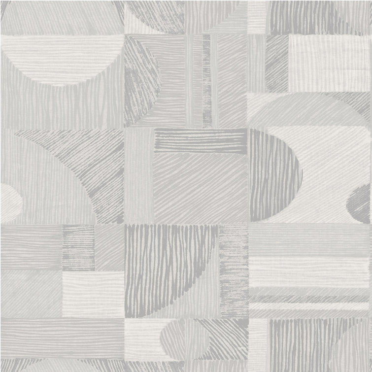 Silver Geometric Self-Adhesive Peel and Stick Wallpaper Roll