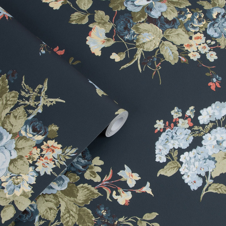 Midnight Seaspray Dark Blue Floral Removable Wallpaper Roll