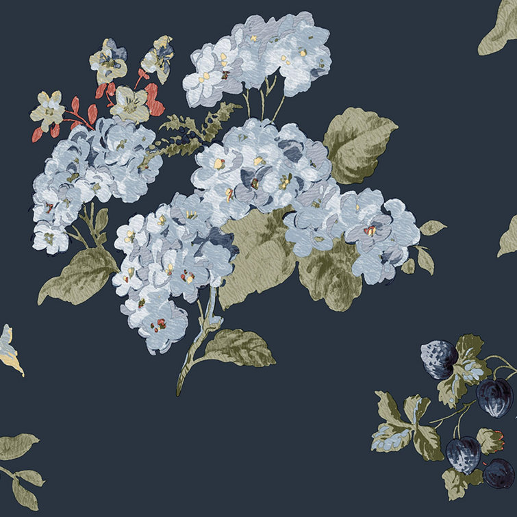 Midnight Seaspray Dark Blue Floral Removable Wallpaper Roll