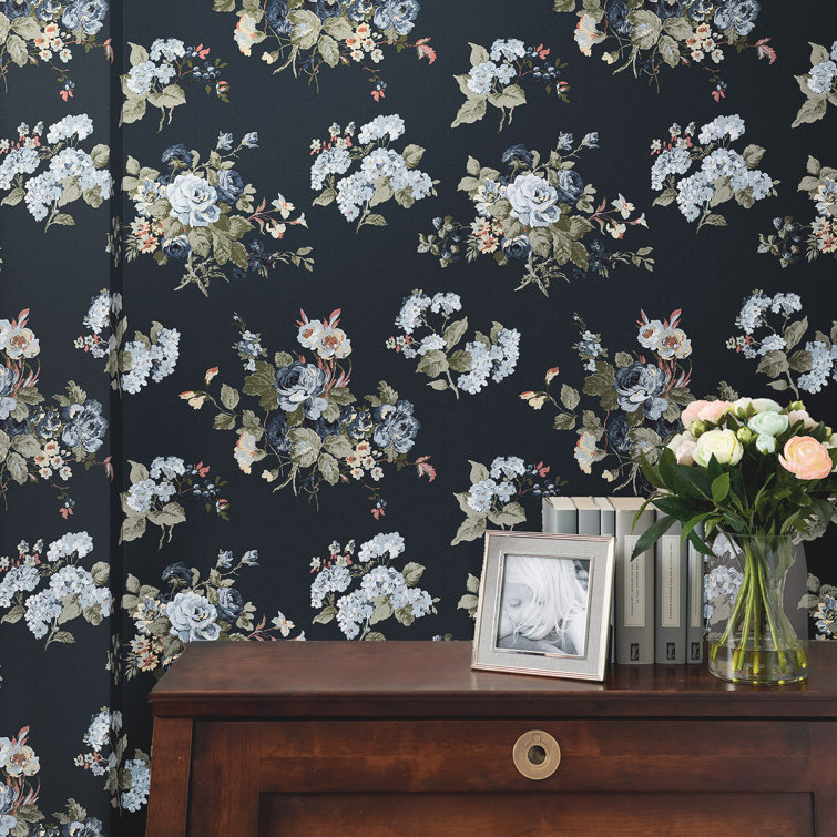 Midnight Seaspray Dark Blue Floral Removable Wallpaper Roll
