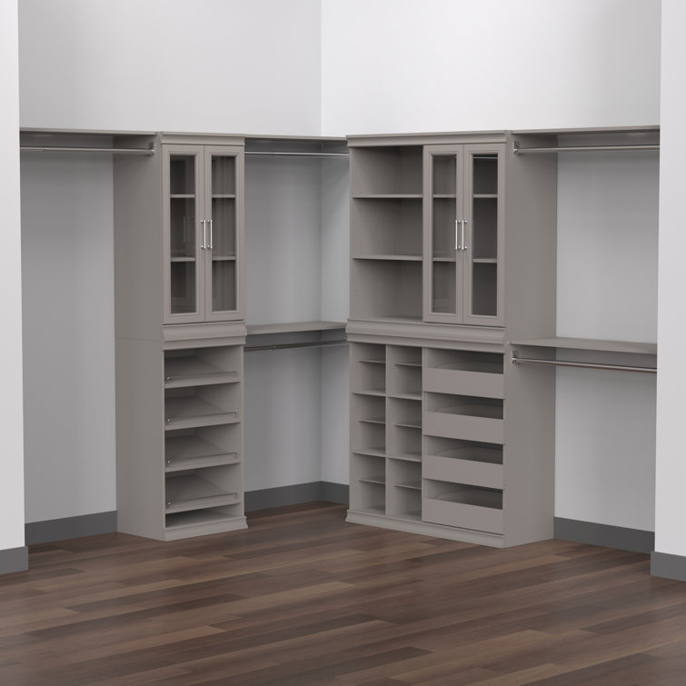 Taupe Modular Stackable Shoe Shelf with Metal Accents