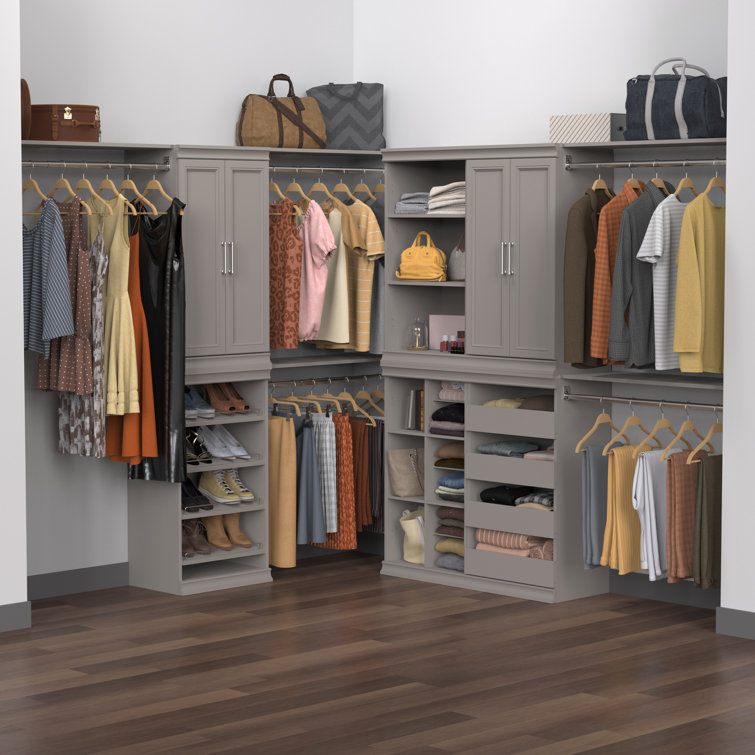 Taupe Modular Stackable Shoe Shelf with Metal Accents