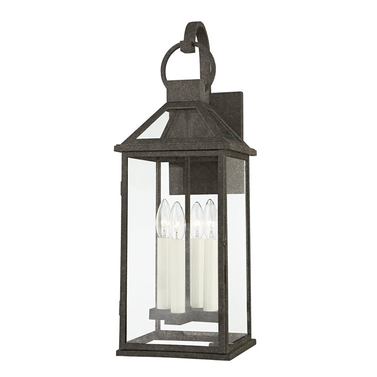24" Black Iron and Clear Glass 4-Light Wall Sconce