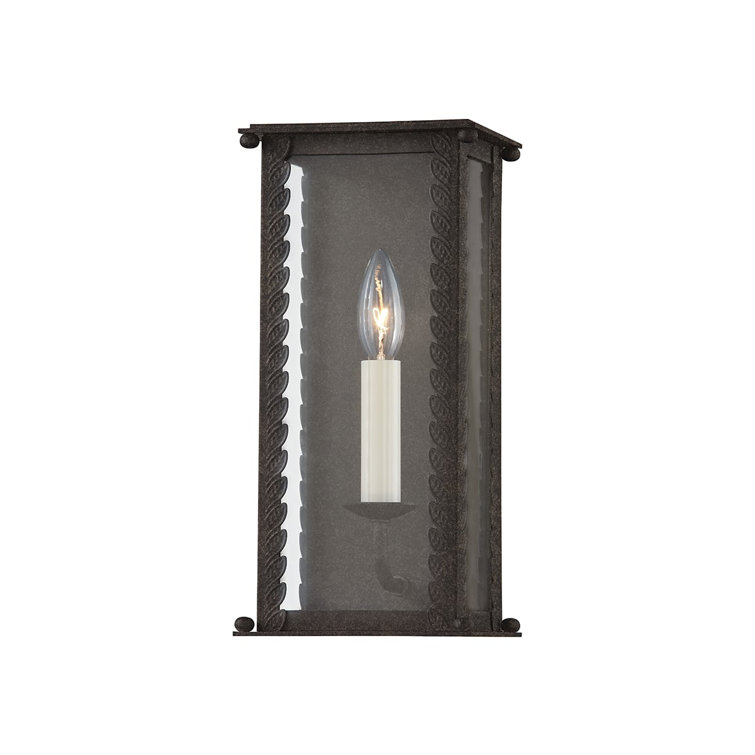 French Iron Black Glass Shade Wall Sconce