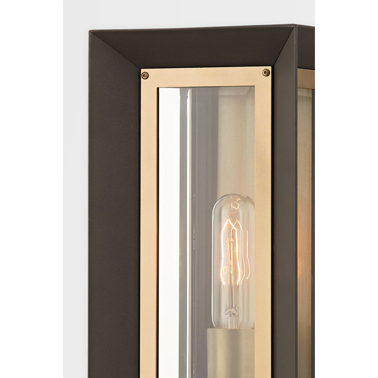 Lowry Bronze and Brass 1-Light Dimmable Wall Sconce with Clear Glass