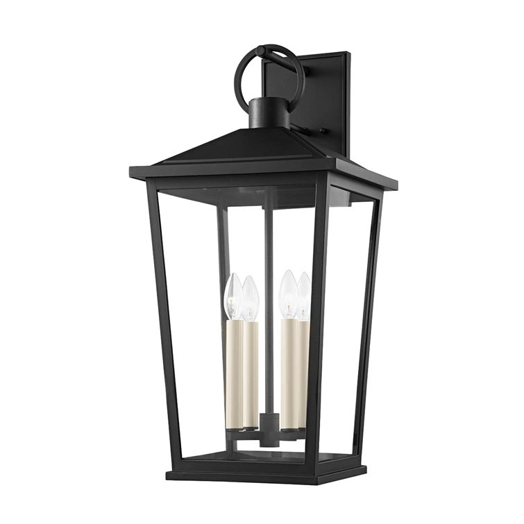 Black Textured 26.5" Outdoor Wall Lantern with Clear Glass Shade