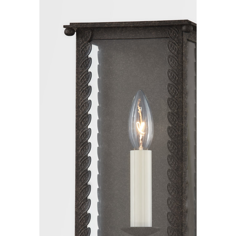French Iron Black Glass Shade Wall Sconce