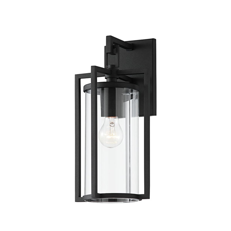 Black Glass Cylinder Shade Outdoor Wall Sconce