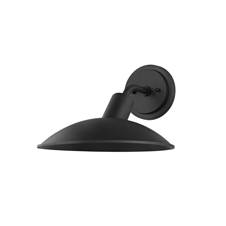 Textured Black Aluminum Outdoor Wall Light with Round Backplate