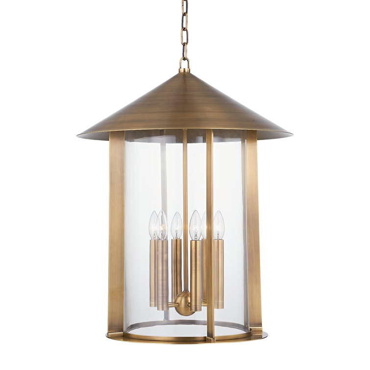 Patina Brass 6-Light Indoor/Outdoor Lantern Chandelier