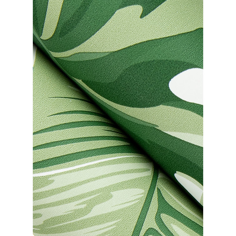 Green and White Vinyl Tropical Palm Leaf Peel & Stick Wallpaper