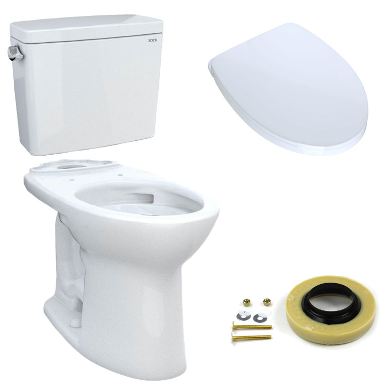 White Vitreous China Elongated Two-Piece Toilet with Soft Closing Seat