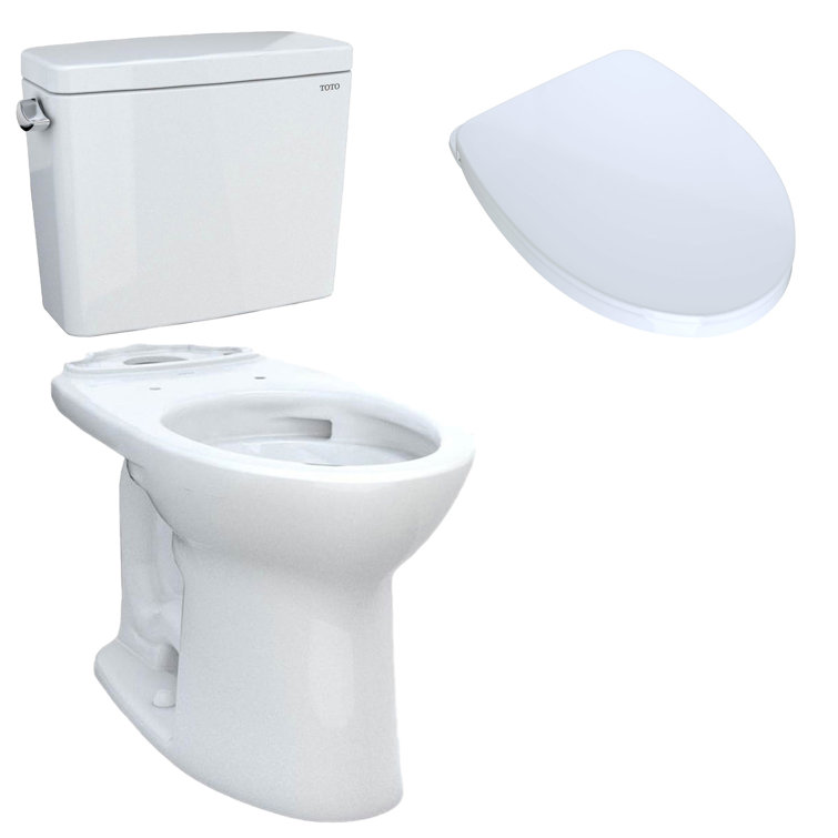 White Vitreous China Elongated Two-Piece Toilet with Soft Closing Seat