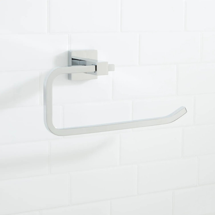 Chrome Rectangular Wall-Mounted Towel Ring