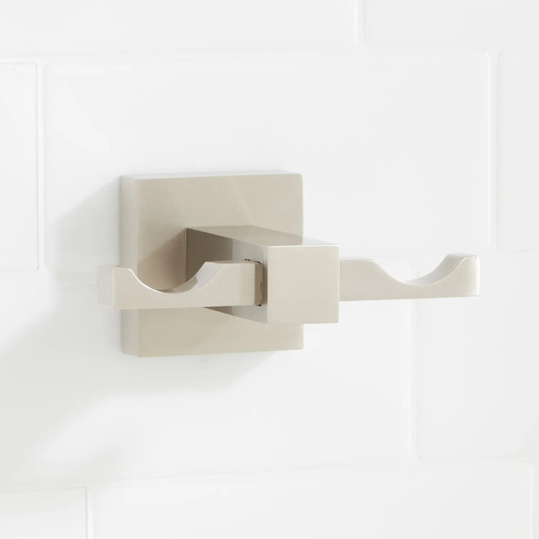 Polished Brass Wall-Mount Double Robe Hook