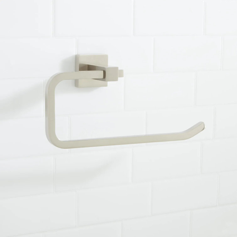 Brushed Nickel Wall-Mounted Rectangular Towel Ring