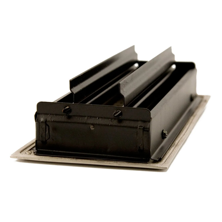 Black Steel Rectangular Wall Register with Geometric Detailing