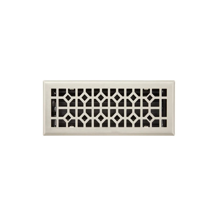 Brushed Nickel Geometric Steel Floor Register 4" x 12"