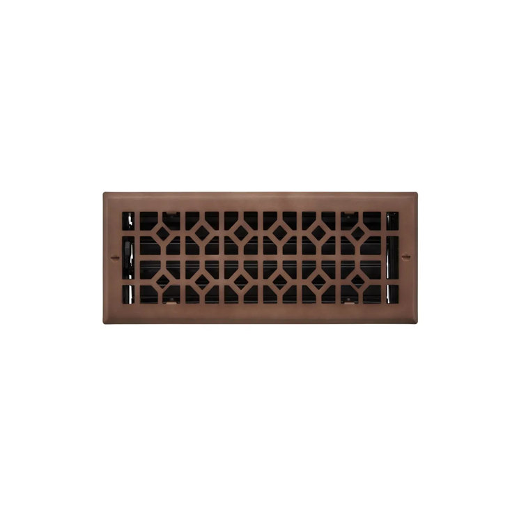 Oil Rubbed Bronze Steel Wall Register with Geometric Detailing