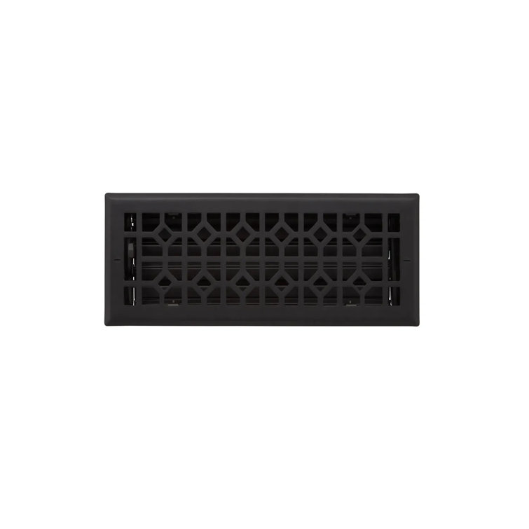 Black Steel Rectangular Wall Register with Geometric Detailing