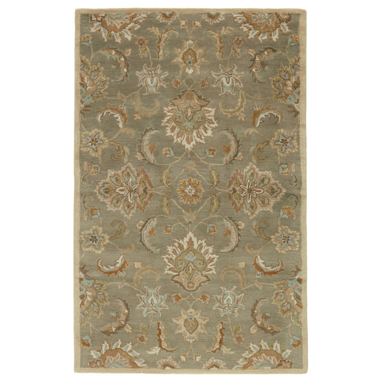 Gray and Tan Handmade Wool Rectangular Area Rug 12' x 18'