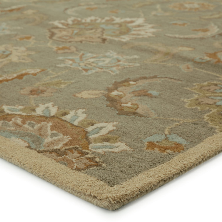 Elegant Gray Tufted Wool 9' x 12' Handmade Area Rug