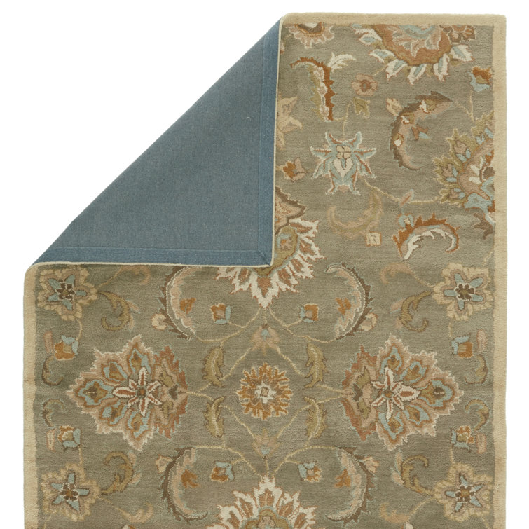 Elegant Gray Tufted Wool 9' x 12' Handmade Area Rug