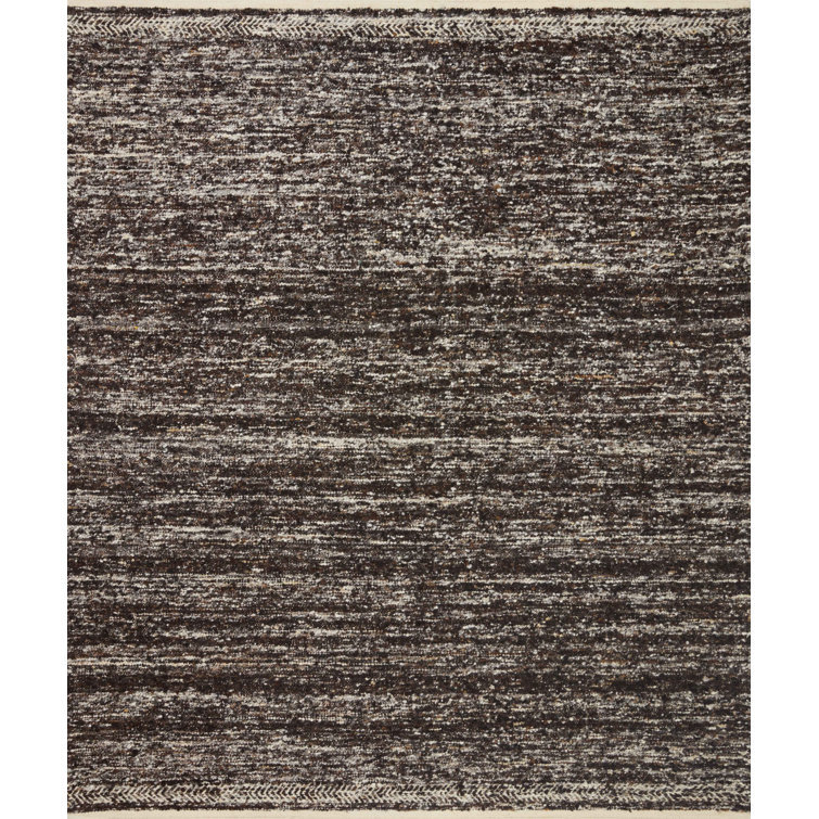 Mocha Ivory Abstract Hand-Knotted Wool-Cotton Rug 5' x 7'