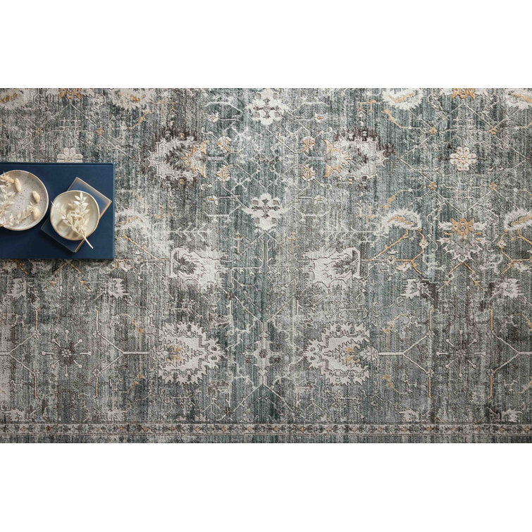 Lagoon & Ivory Synthetic Rectangular Rug 5'3" x 7'6"