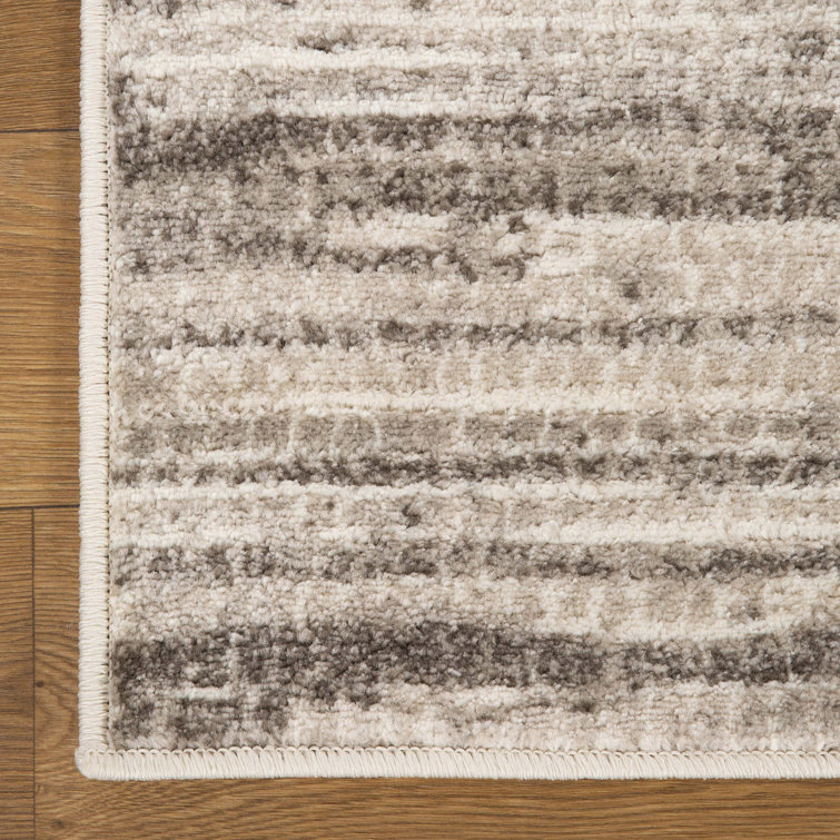 Gray 8' x 10' Synthetic Striped Washable Area Rug
