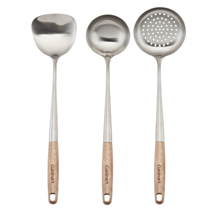 Stainless Steel and Acacia Wood 3-Piece Wok Tool Set