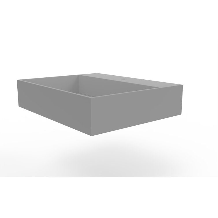 Gray 24" Wall-Mounted Stone Bathroom Sink with Concealed Drain