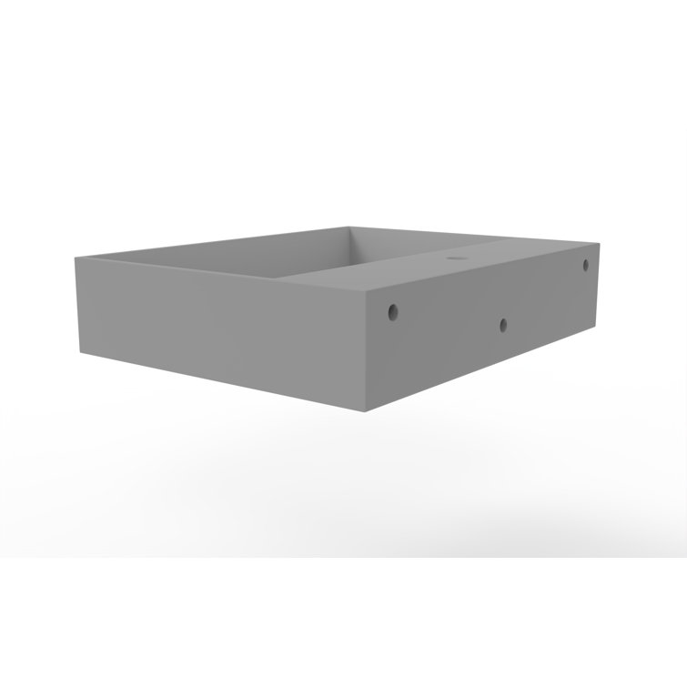 Gray 24" Wall-Mounted Stone Bathroom Sink with Concealed Drain