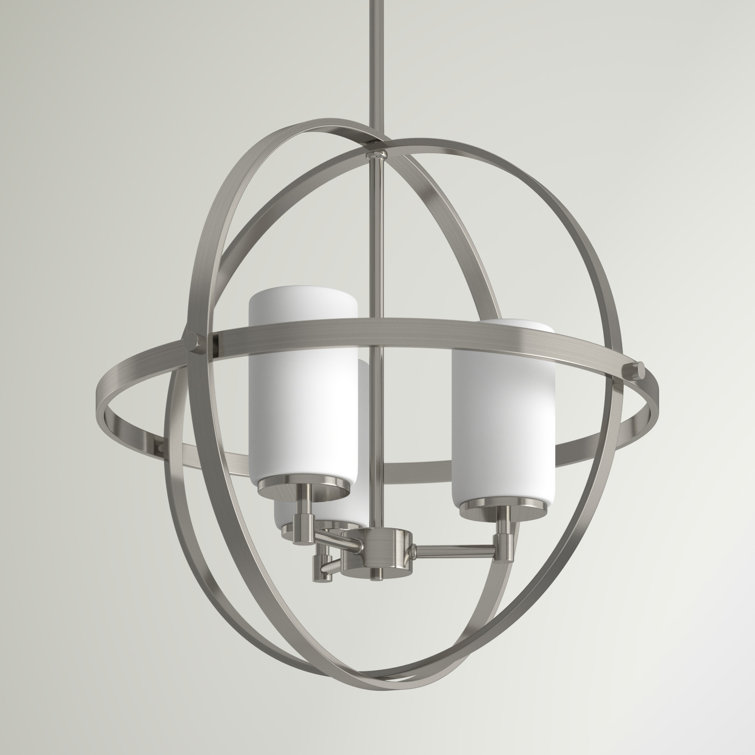 Brushed Nickel Globe Chandelier with Frosted Glass Shades