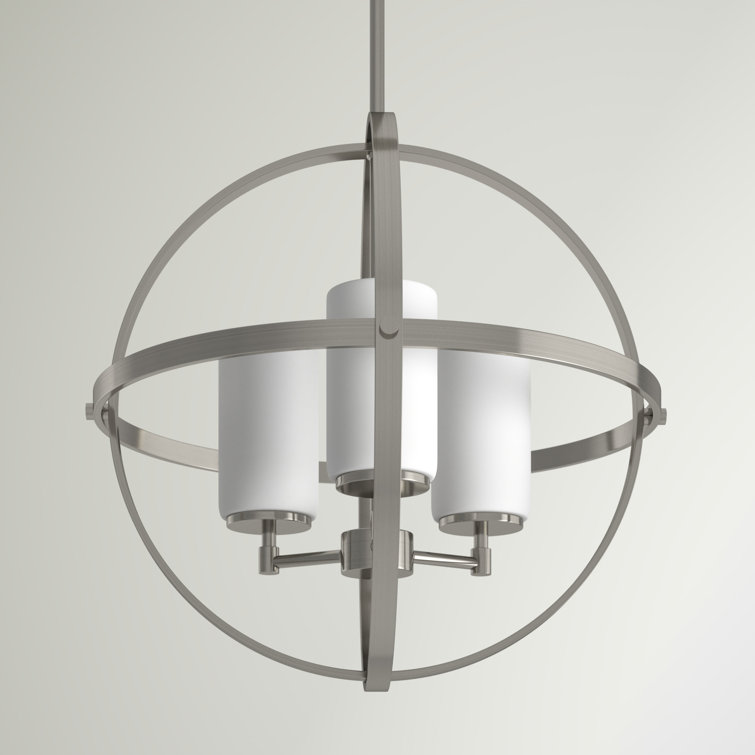 Brushed Nickel Globe Chandelier with Frosted Glass Shades