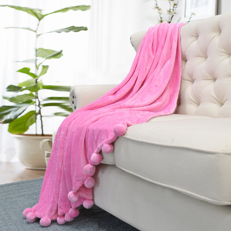 Kids Reversible Fleece Sherpa Blanket in Festival Fuchsia