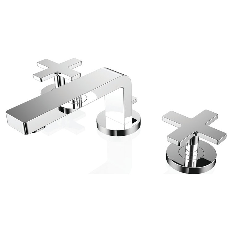 Polished Chrome Widespread Bathroom Faucet with Cross Handles