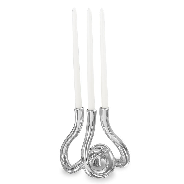 Serpente 8" Silver Aluminum Modern Candlestick