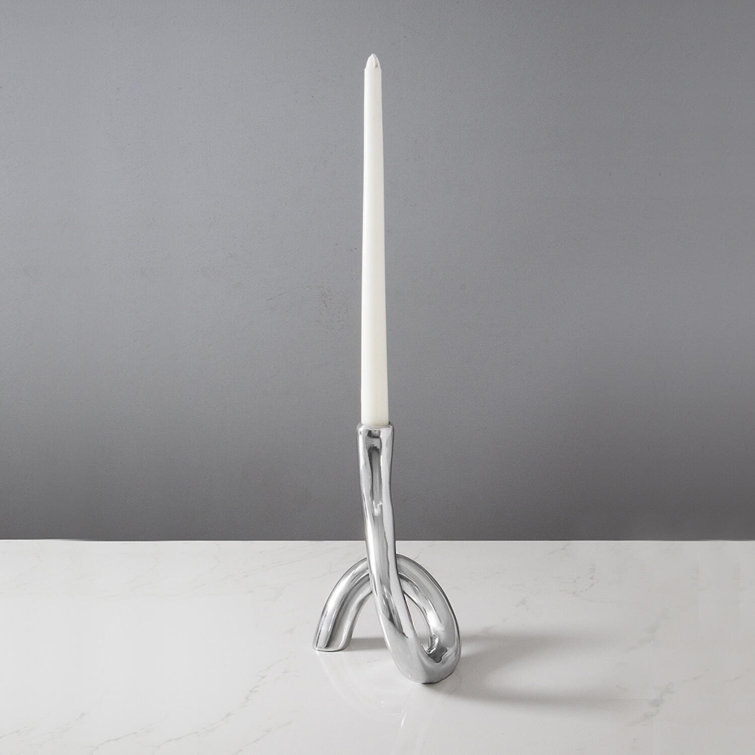 Serpente 8" Silver Aluminum Modern Candlestick