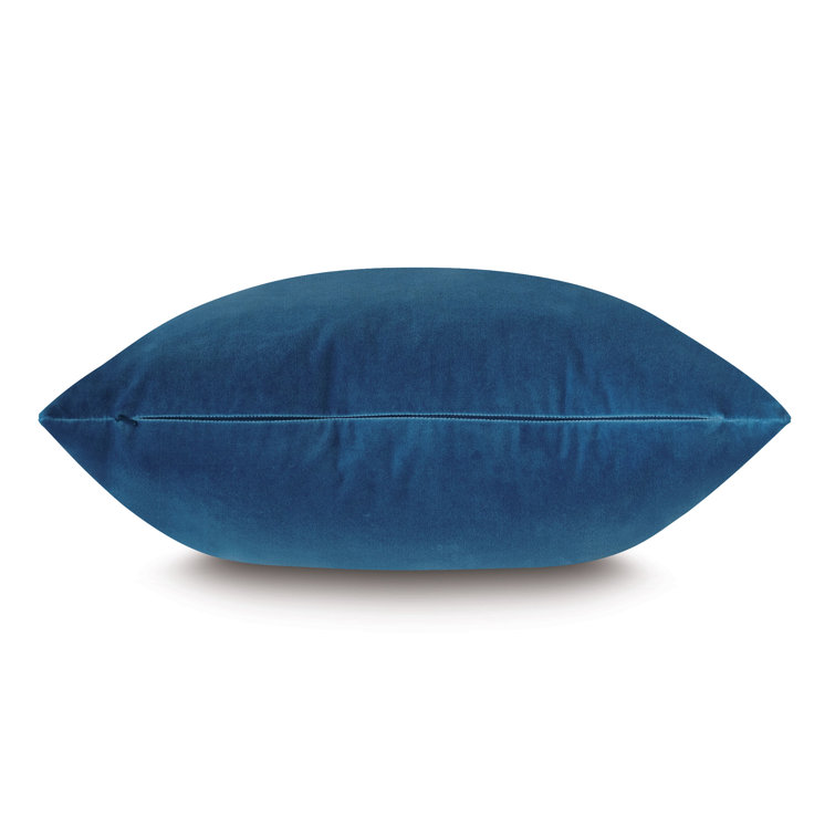 Uma Blue Velvet Square Reversible Throw Pillow